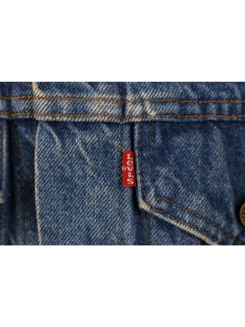 Vintage 80s Levis Mens 34 Distressed Type III Denim Jean Trucker Jacket Blue USA
